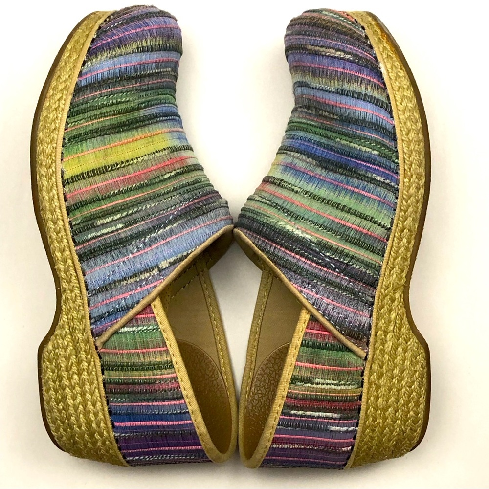 Dansko multicolor striped fabric clogs size 39